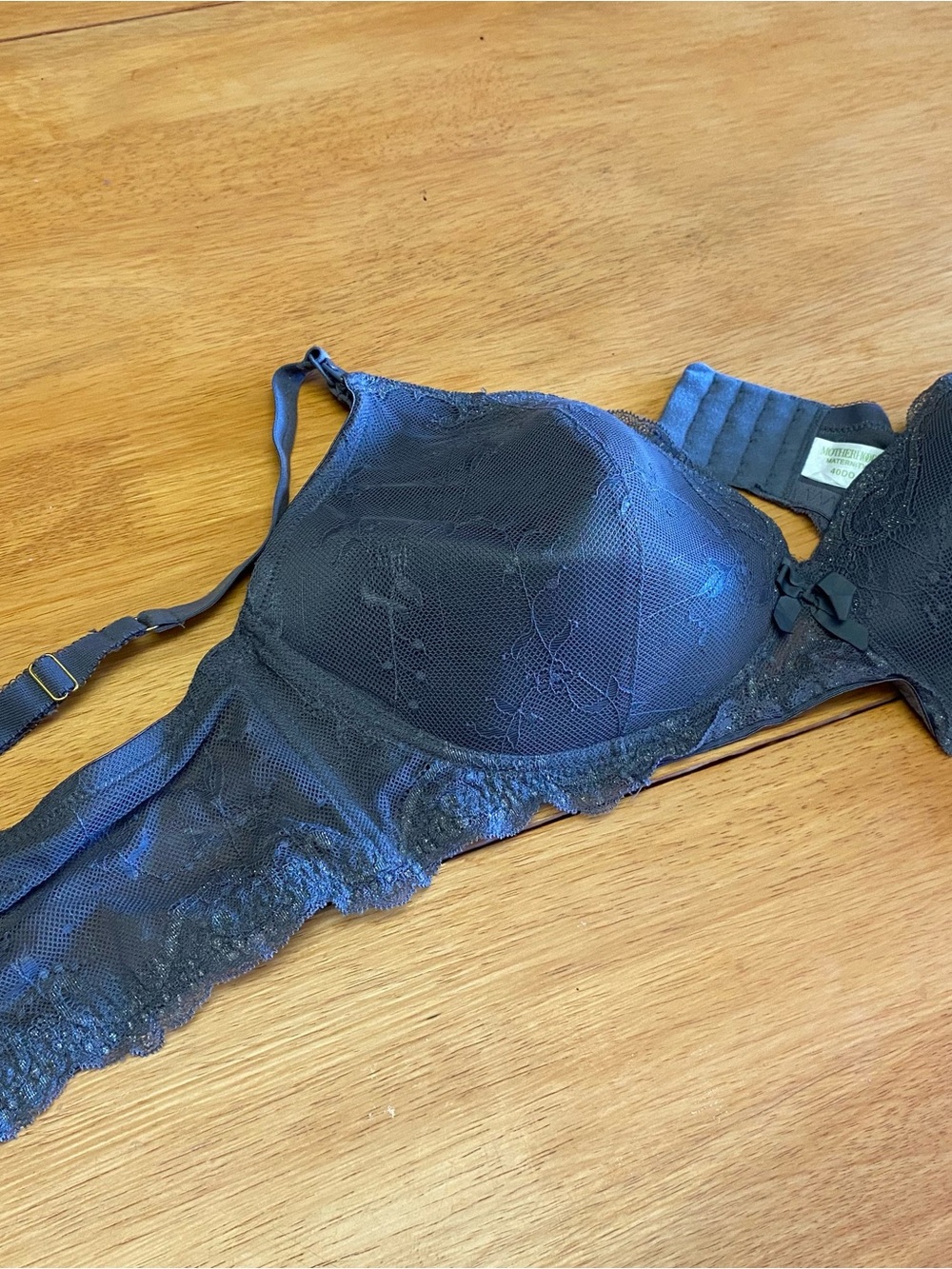 Motherhood Maternity Navy Blue Lace-Trim T-Shirt Nursing Bra